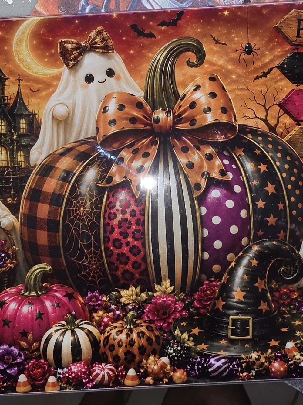 Halloween Decorative Pumpkin Glass Cutting BOARD - Orange, Black & Purple